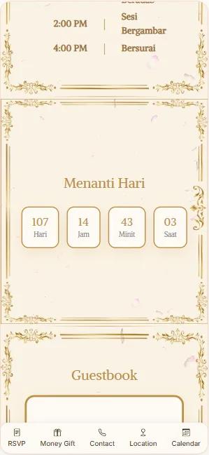 Paparan Menanti Hari di dalam kad jemputan E'Jemput