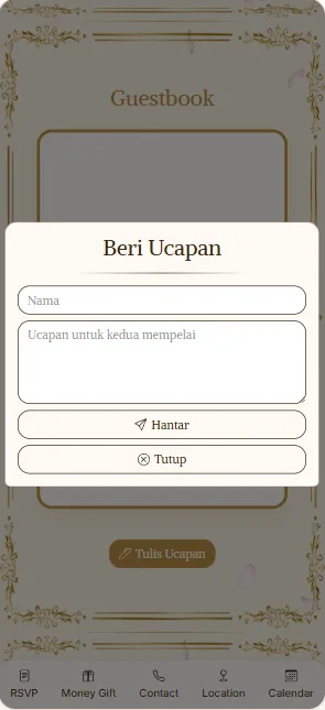 Paparan Ucapan Tetamu di dalam kad jemputan E'Jemput